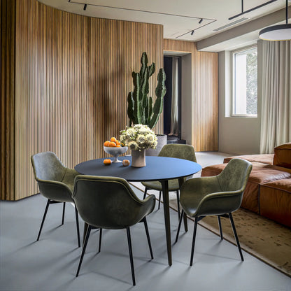 Markley Leather Dining Chair with Powder-Coated Iron Legs