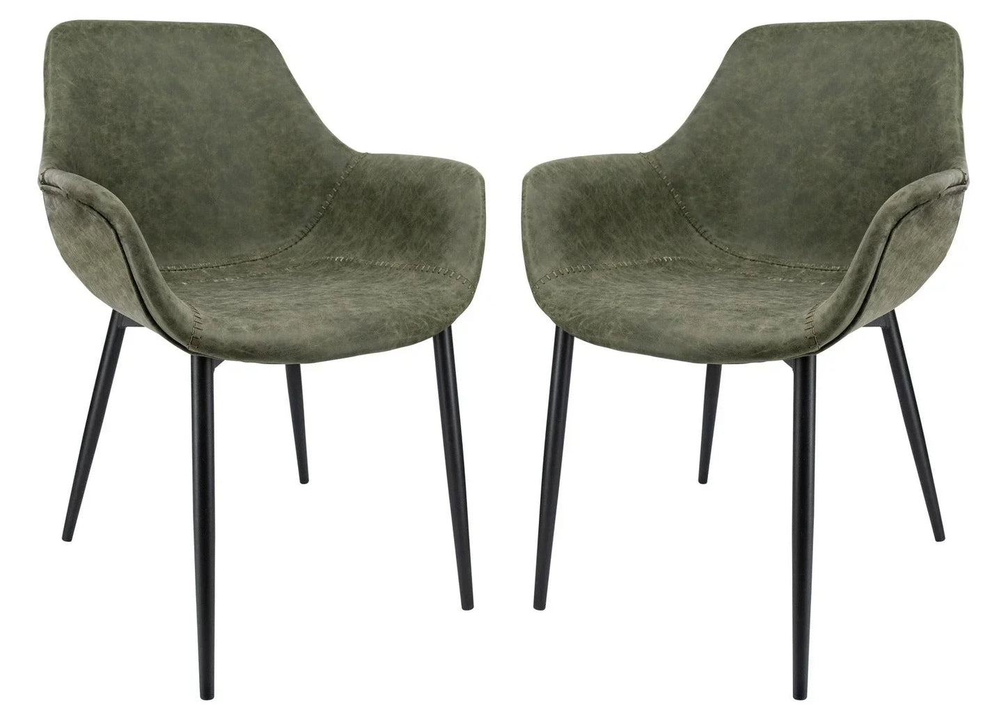 Markley Modern Leather Dining Arm Chair With Metal Legs Set of 2 - Elax Furniture