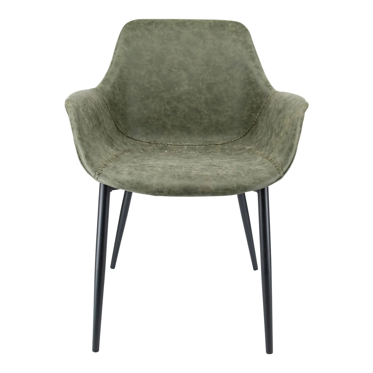 Markley Leather Dining Chair with Powder-Coated Iron Legs