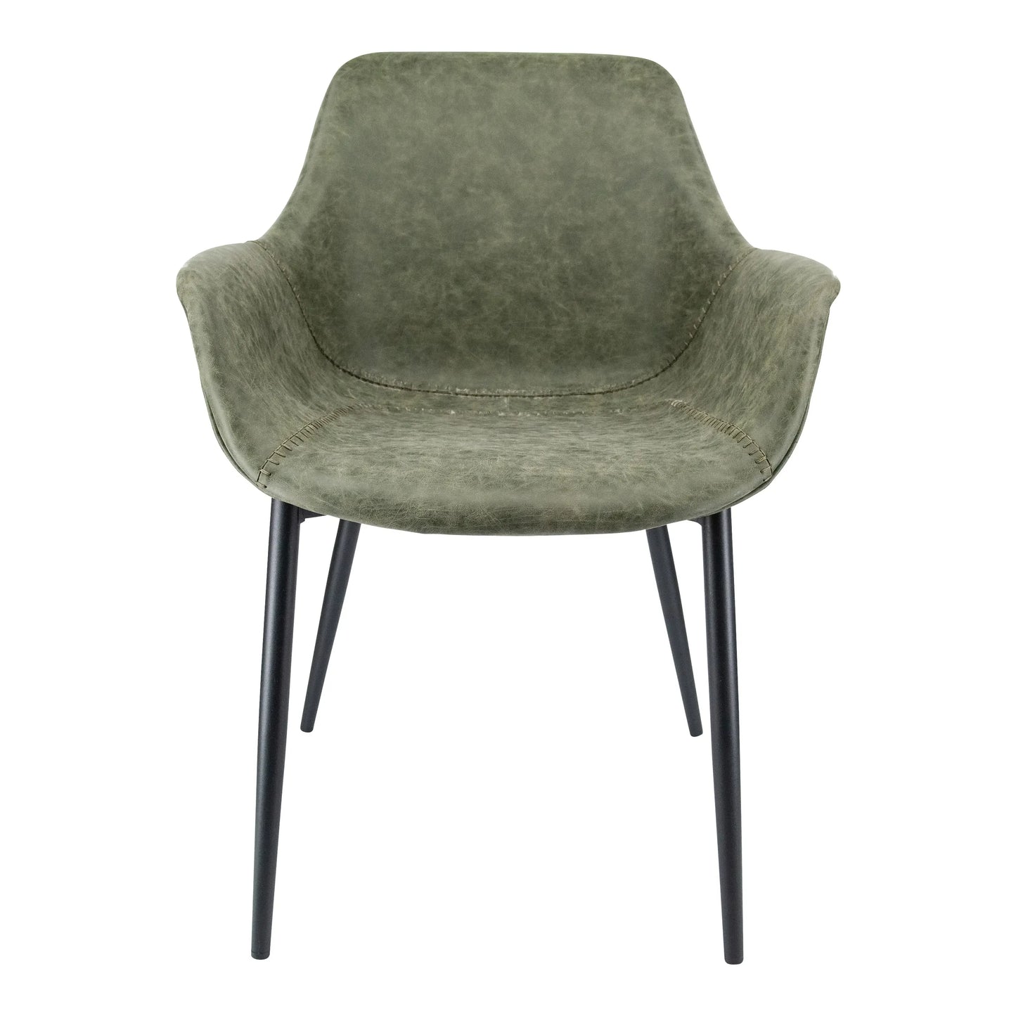 Markley Leather Dining Chair with Powder-Coated Iron Legs