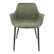Markley Leather Dining Chair with Powder-Coated Iron Legs