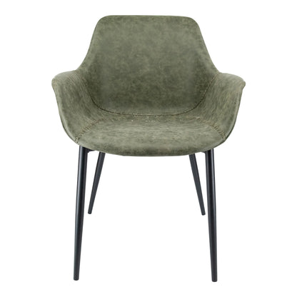 Markley Leather Dining Chair with Powder-Coated Iron Legs