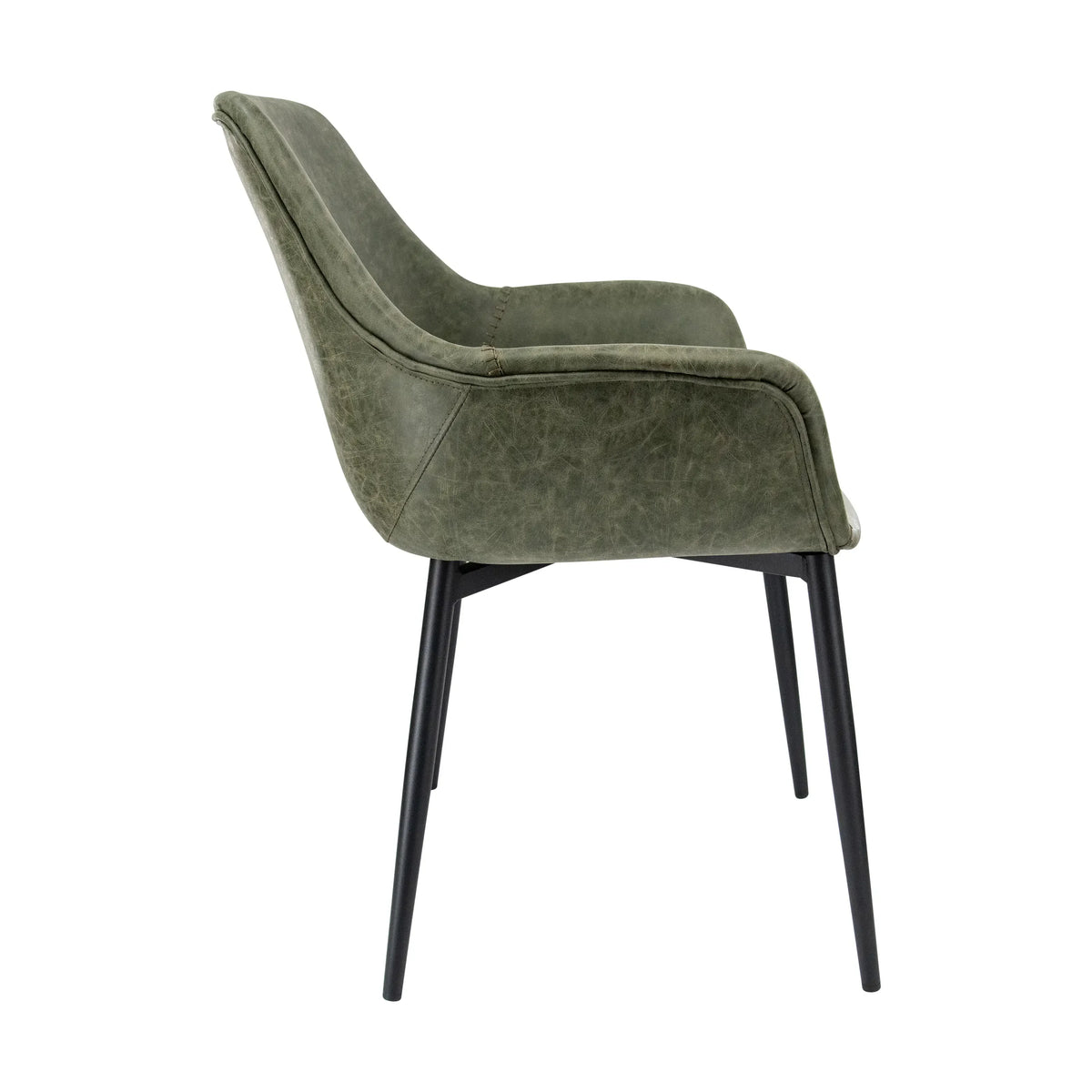 Markley Leather Dining Chair with Powder-Coated Iron Legs
