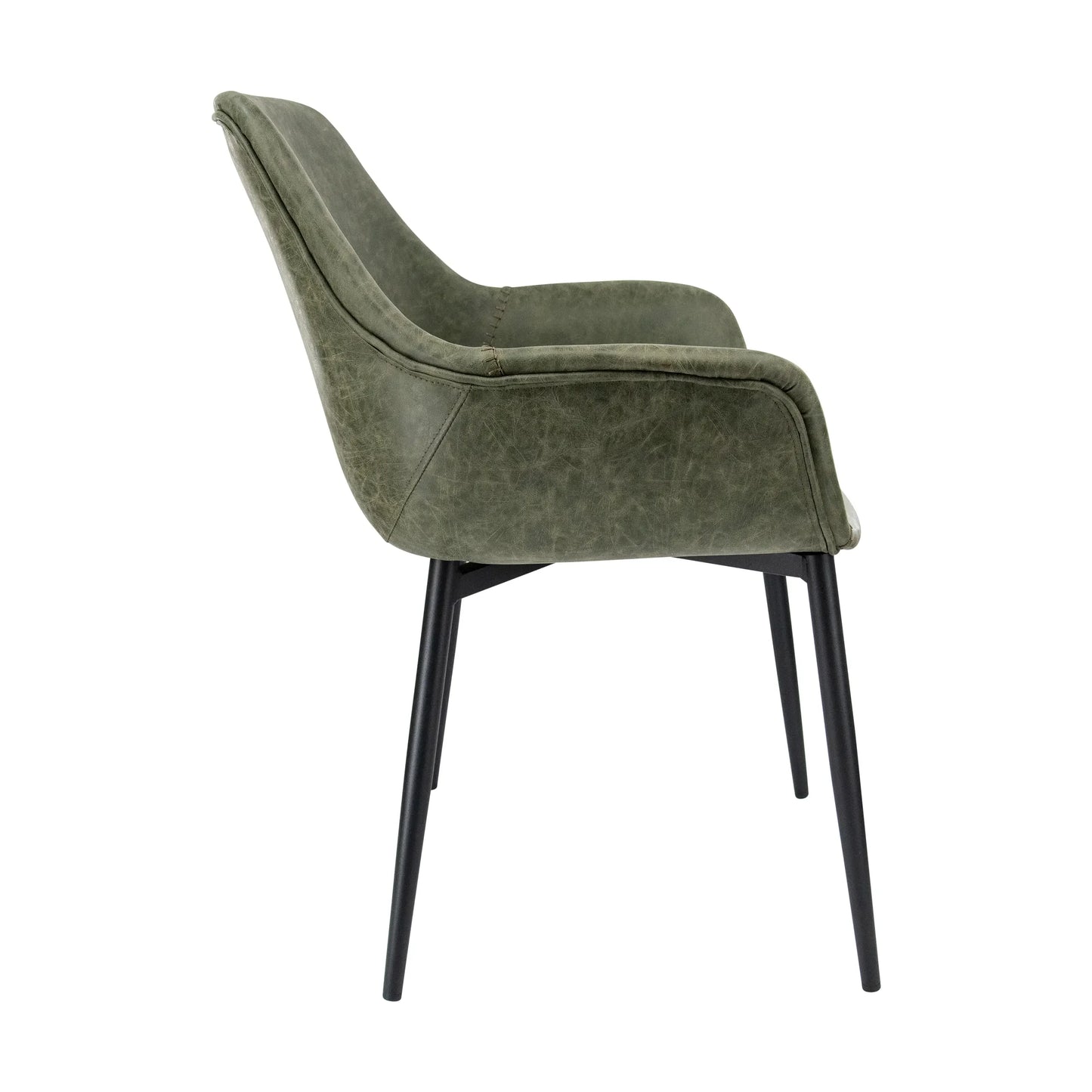 Markley Leather Dining Chair with Powder-Coated Iron Legs