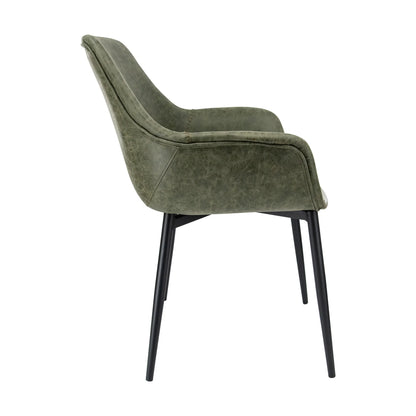 Markley Leather Dining Chair with Powder-Coated Iron Legs