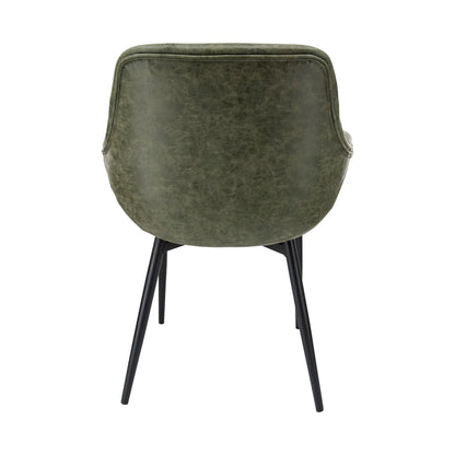 Markley Leather Dining Chair with Powder-Coated Iron Legs