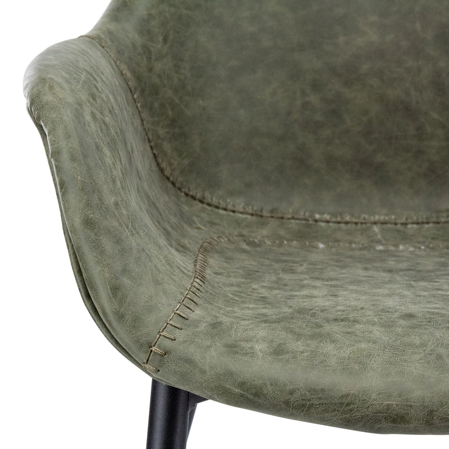 Markley Leather Dining Chair with Powder-Coated Iron Legs