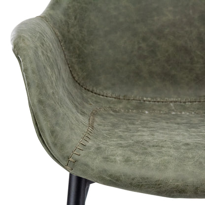 Markley Leather Dining Chair with Powder-Coated Iron Legs