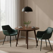 Markley Leather Dining Chair with Powder-Coated Iron Legs