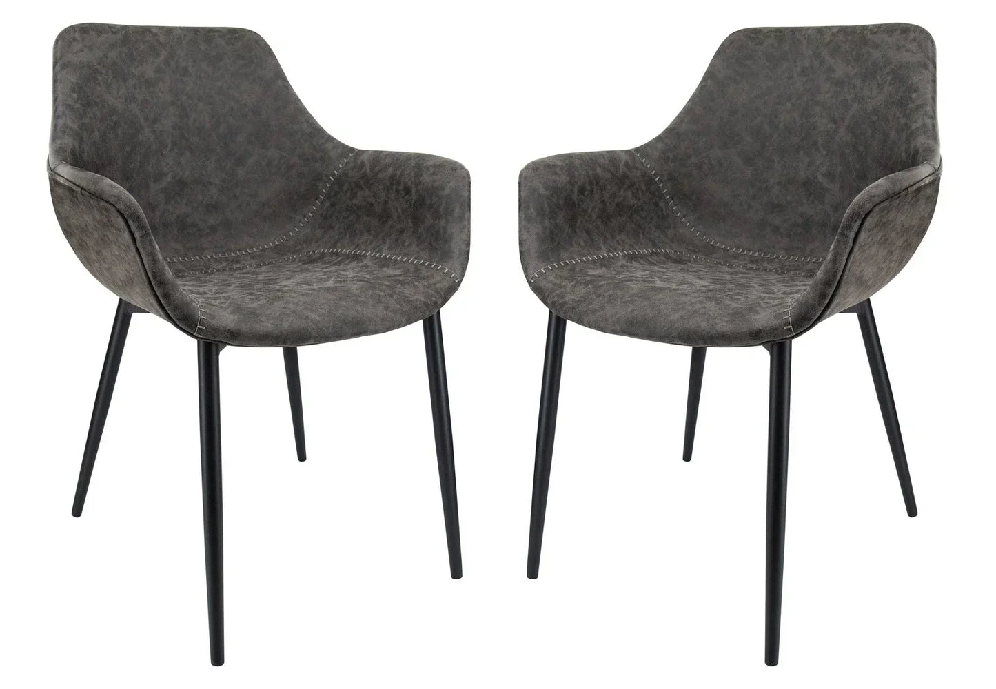 Markley Modern Leather Dining Arm Chair With Metal Legs Set of 2 - Elax Furniture