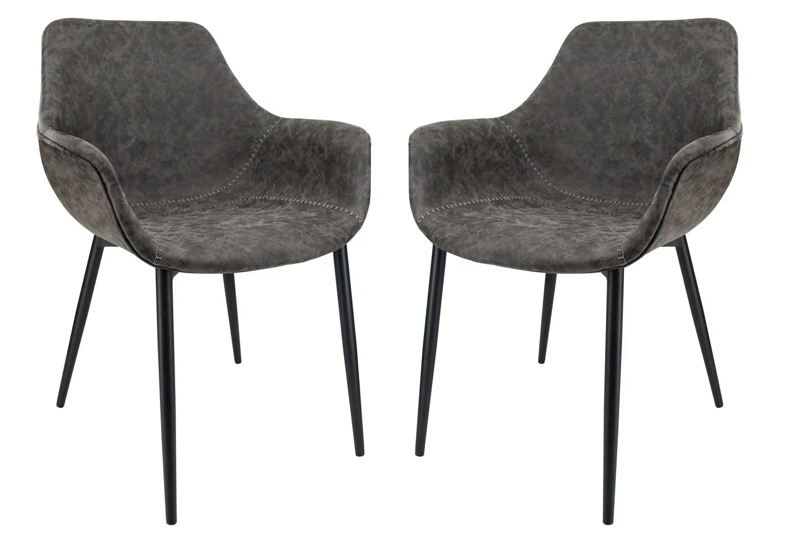 Markley Modern Leather Dining Arm Chair With Metal Legs Set of 2 - Elax Furniture