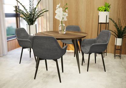 Markley Modern Leather Dining Arm Chair With Metal Legs Set of 2 - Elax Furniture