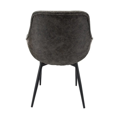 Markley Modern Leather Dining Arm Chair With Metal Legs Set of 2 - Elax Furniture