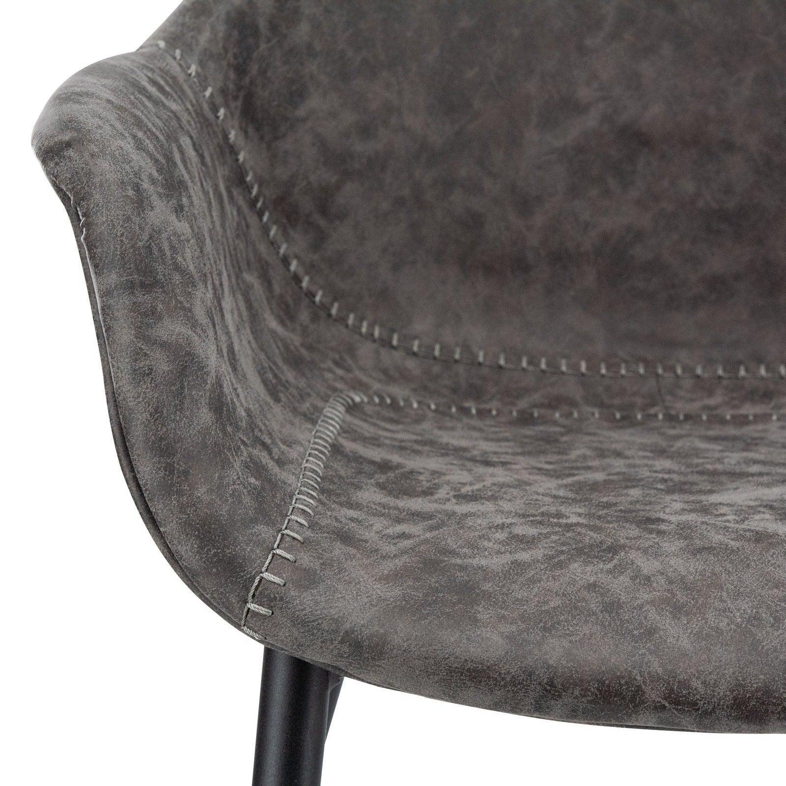 Markley Modern Leather Dining Arm Chair With Metal Legs Set of 2 - Elax Furniture