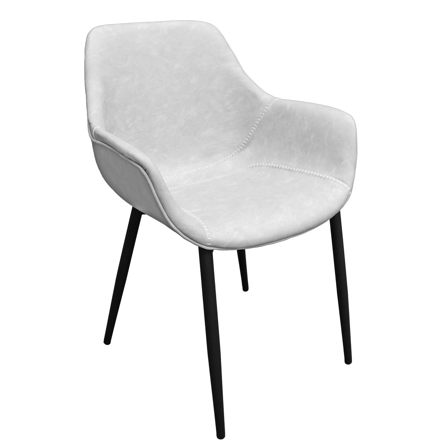 Markley Leather Dining Chair with Powder-Coated Iron Legs