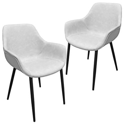 Markley Modern Leather Dining Arm Chair With Metal Legs Set of 2 - Elax Furniture
