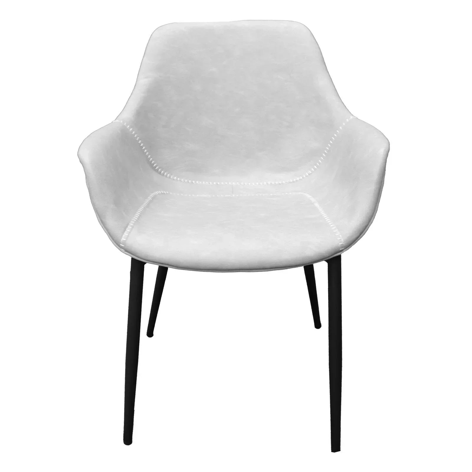 Markley Modern Leather Dining Arm Chair With Metal Legs Set of 2 - Elax Furniture