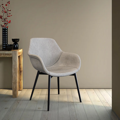 Markley Leather Dining Chair with Powder-Coated Iron Legs