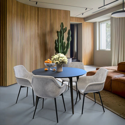 Markley Leather Dining Chair with Powder-Coated Iron Legs