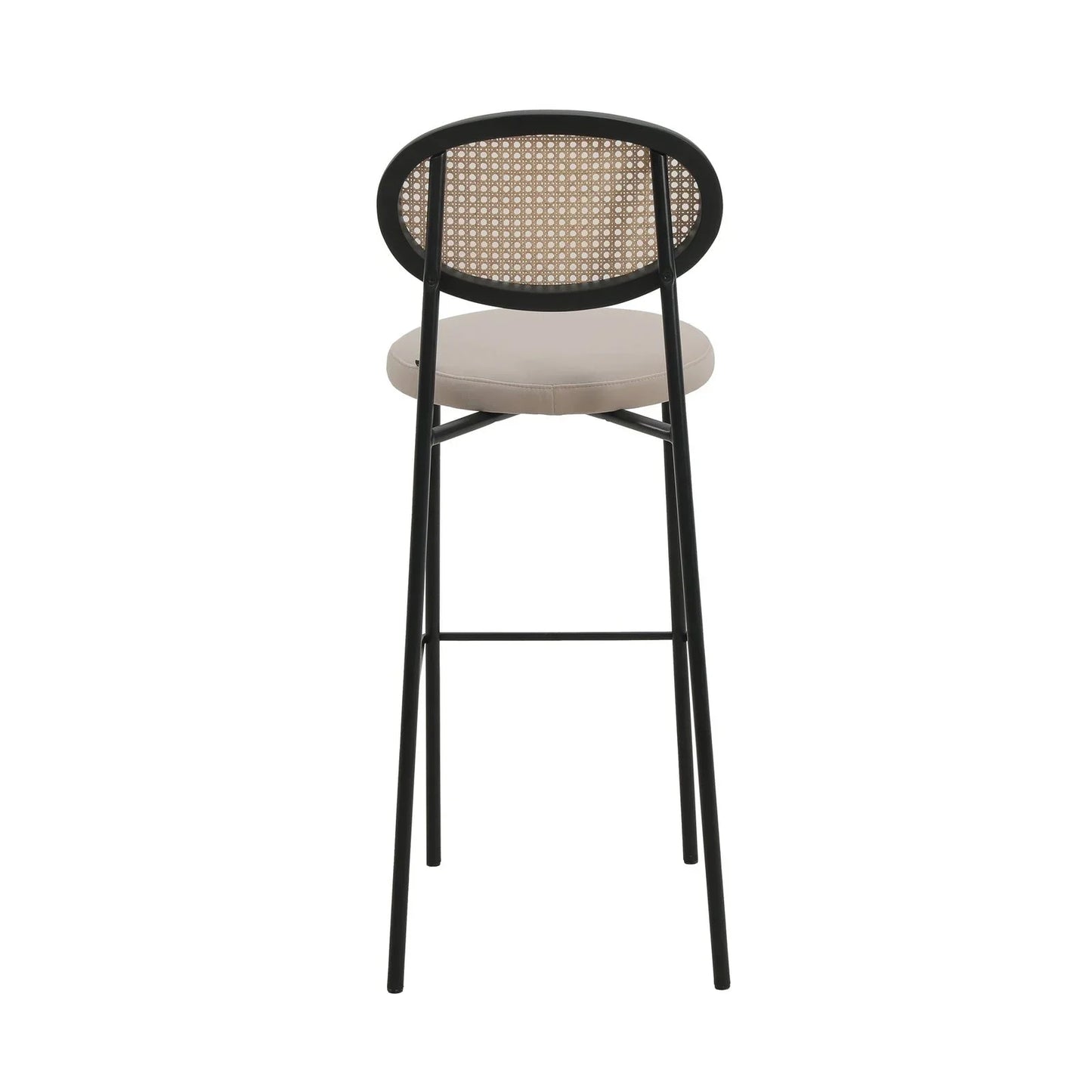 Euston Wicker Bar Stool with Black Powder Coated Steel Frame and Footrest, Set of 2 - Elax Furniture