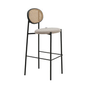 Euston Wicker Bar Stool with Black Powder Coated Steel Frame and Footrest - Elax Furniture