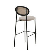 Euston Wicker Bar Stool with Black Powder Coated Steel Frame and Footrest - Elax Furniture