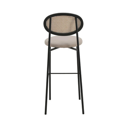 Euston Wicker Bar Stool with Black Powder Coated Steel Frame and Footrest - Elax Furniture