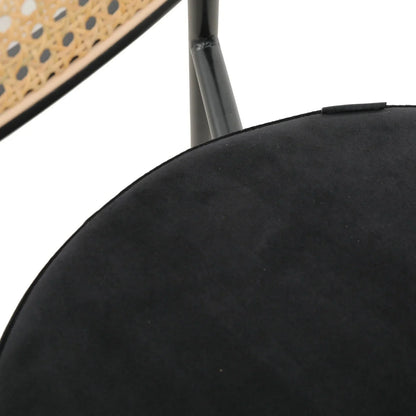 Euston Wicker Bar Stool with Black Powder Coated Steel Frame and Footrest, Set of 2 - Elax Furniture