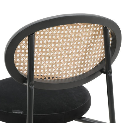 Euston Wicker Bar Stool with Black Powder Coated Steel Frame and Footrest, Set of 2 - Elax Furniture