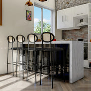 Euston Wicker Bar Stool with Black Powder Coated Steel Frame and Footrest - Elax Furniture