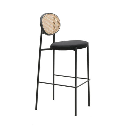 Euston Wicker Bar Stool with Black Powder Coated Steel Frame and Footrest - Elax Furniture