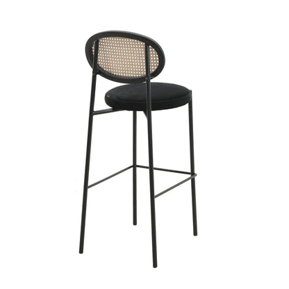 Euston Wicker Bar Stool with Black Powder Coated Steel Frame and Footrest - Elax Furniture