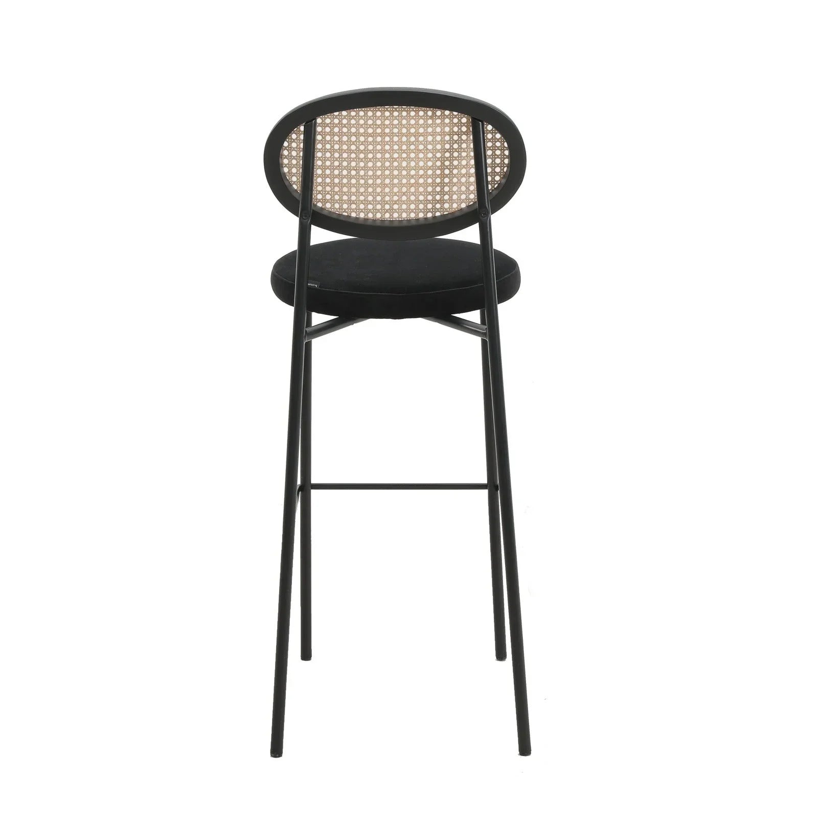 Euston Wicker Bar Stool with Black Powder Coated Steel Frame and Footrest - Elax Furniture