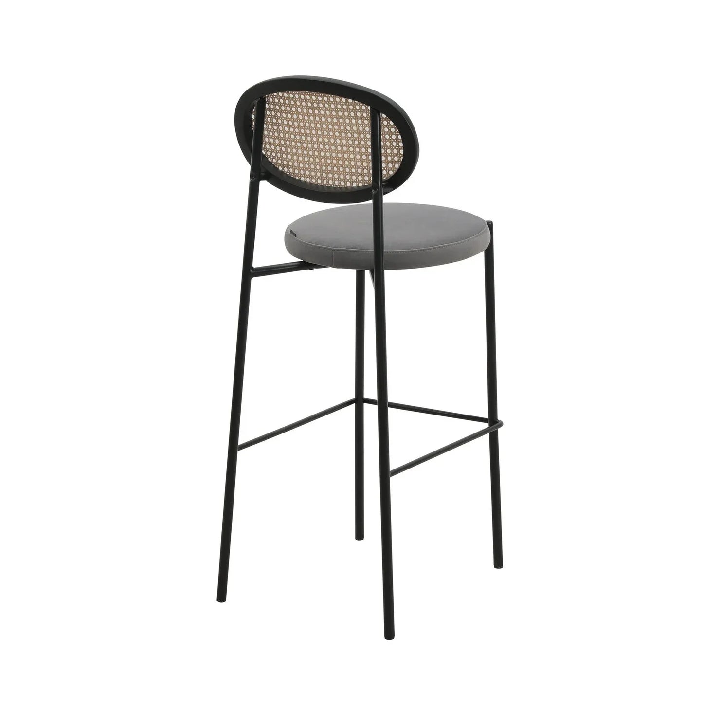Euston Wicker Bar Stool with Black Powder Coated Steel Frame and Footrest, Set of 2 - Elax Furniture