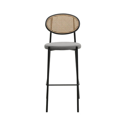 Euston Wicker Bar Stool with Black Powder Coated Steel Frame and Footrest - Elax Furniture
