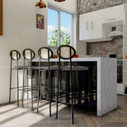 Euston Wicker Bar Stool with Black Powder Coated Steel Frame and Footrest - Elax Furniture