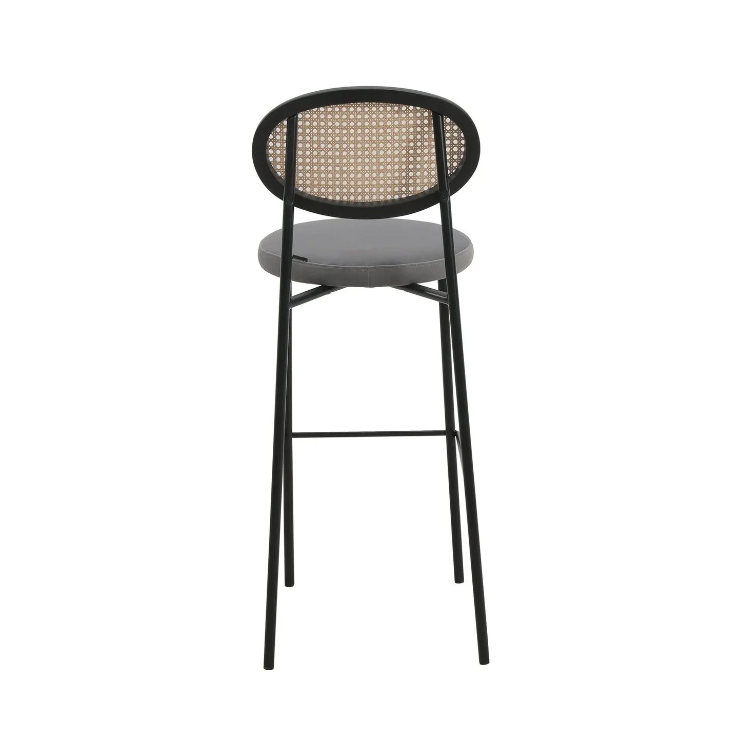 Euston Wicker Bar Stool with Black Powder Coated Steel Frame and Footrest - Elax Furniture