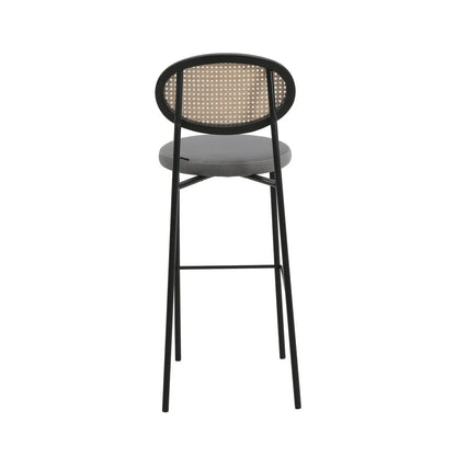Euston Wicker Bar Stool with Black Powder Coated Steel Frame and Footrest - Elax Furniture