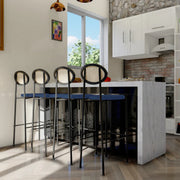 Euston Wicker Bar Stool with Black Powder Coated Steel Frame and Footrest - Elax Furniture