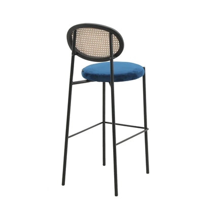 Euston Wicker Bar Stool with Black Powder Coated Steel Frame and Footrest - Elax Furniture