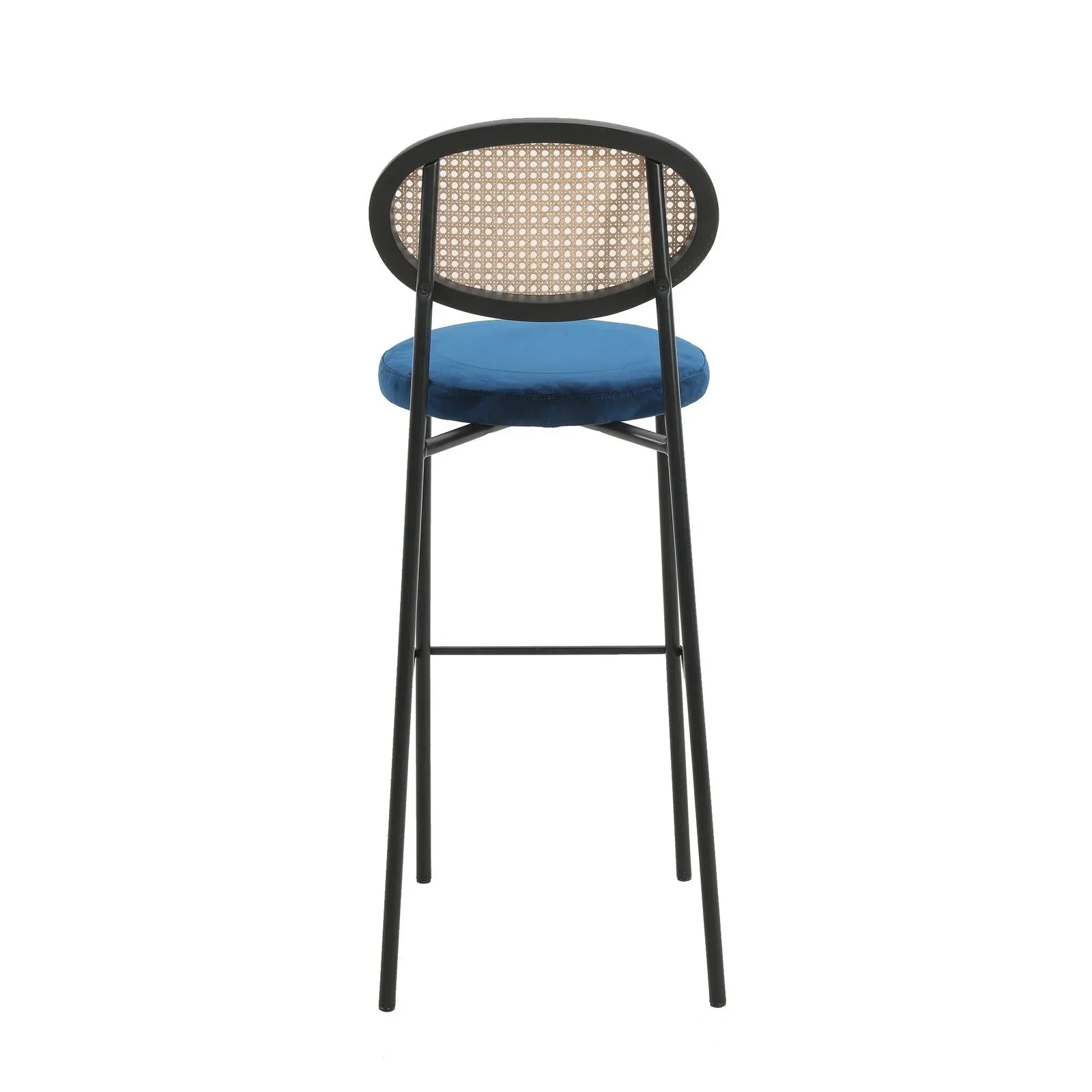 Euston Wicker Bar Stool with Black Powder Coated Steel Frame and Footrest - Elax Furniture