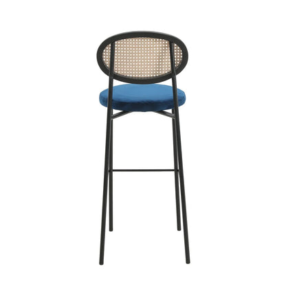Euston Wicker Bar Stool with Black Powder Coated Steel Frame and Footrest - Elax Furniture