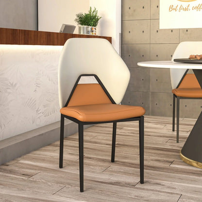 ECLAT Dining Chair with Upholstered Leather Seat and Back in Black Iron - Elax Furniture