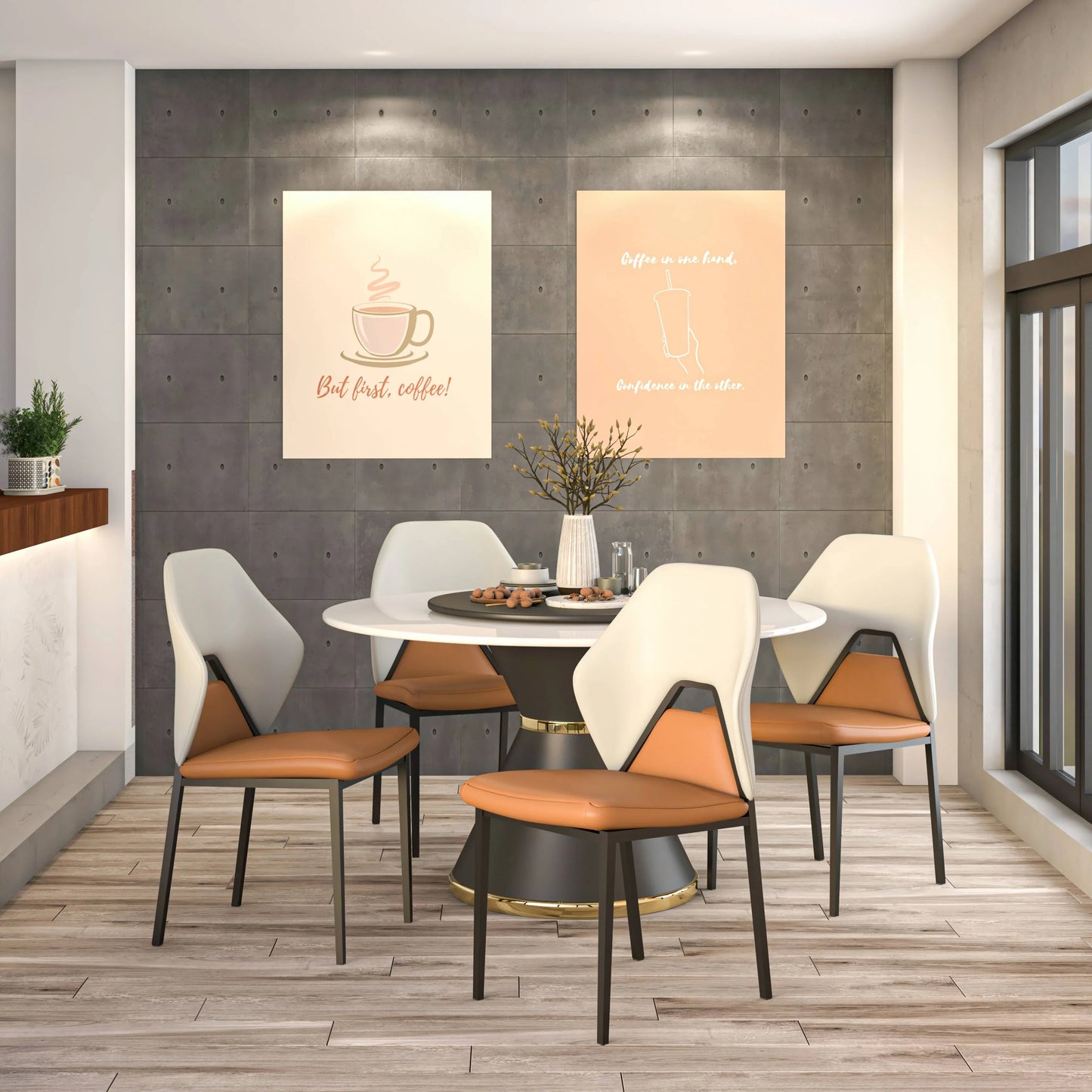 Eclat Collection Modern Upholstered Leather Dining Chair Set of 2 - Elax Furniture