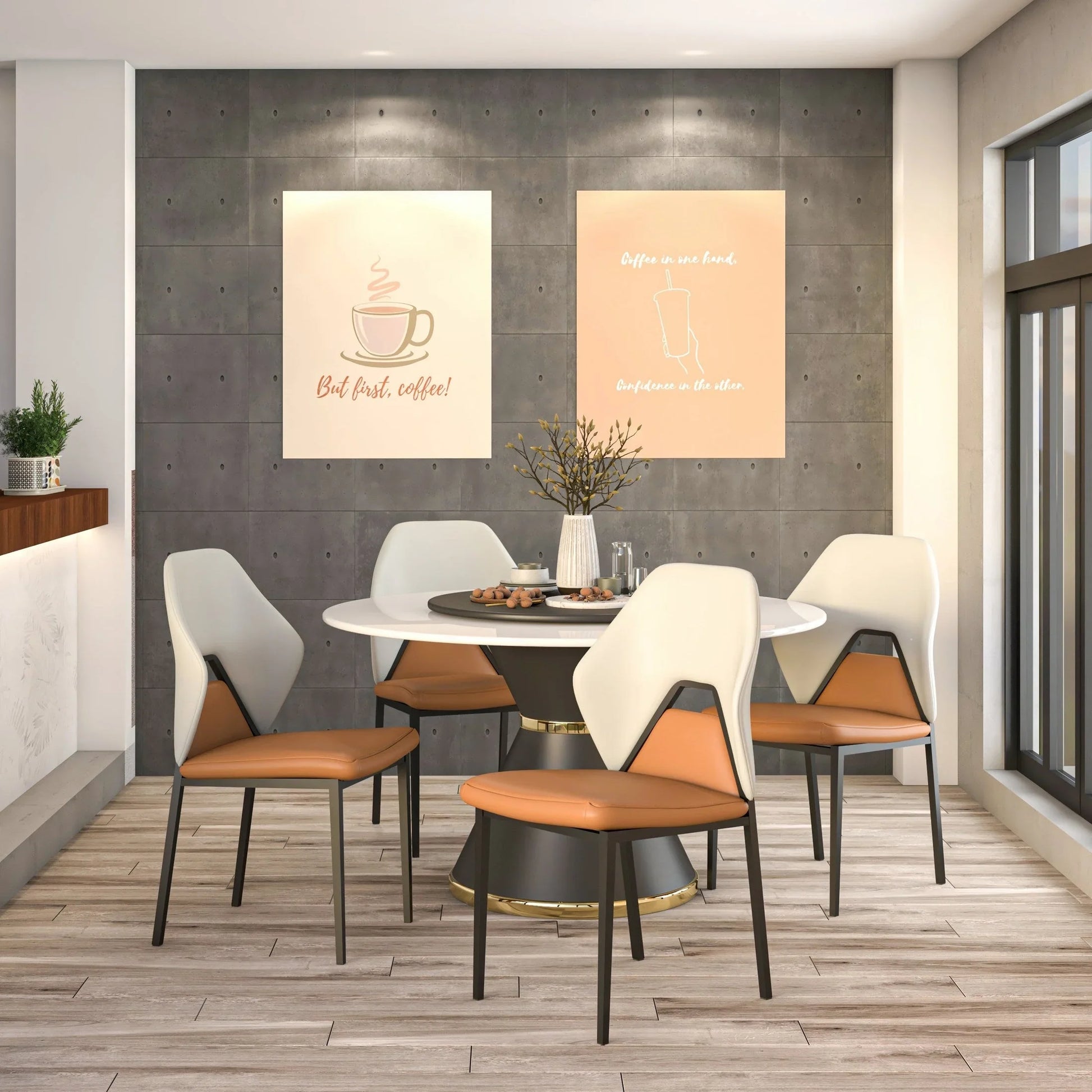 Eclat Collection Modern Upholstered Leather Dining Chair Set of 2 - Elax Furniture