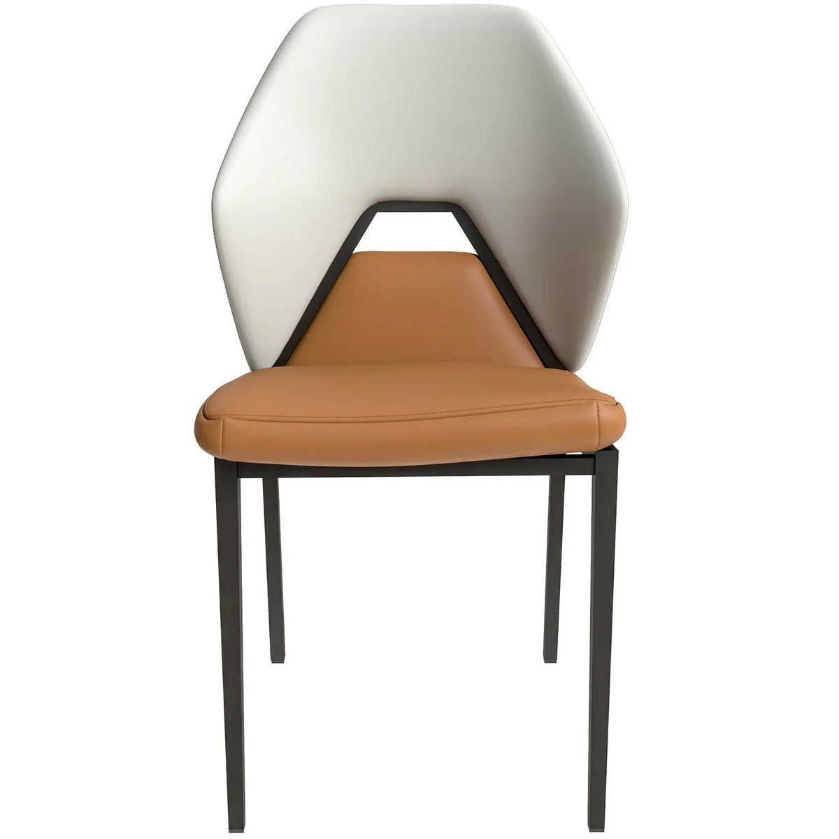 ECLAT Dining Chair with Upholstered Leather Seat and Back in Black Iron - Elax Furniture