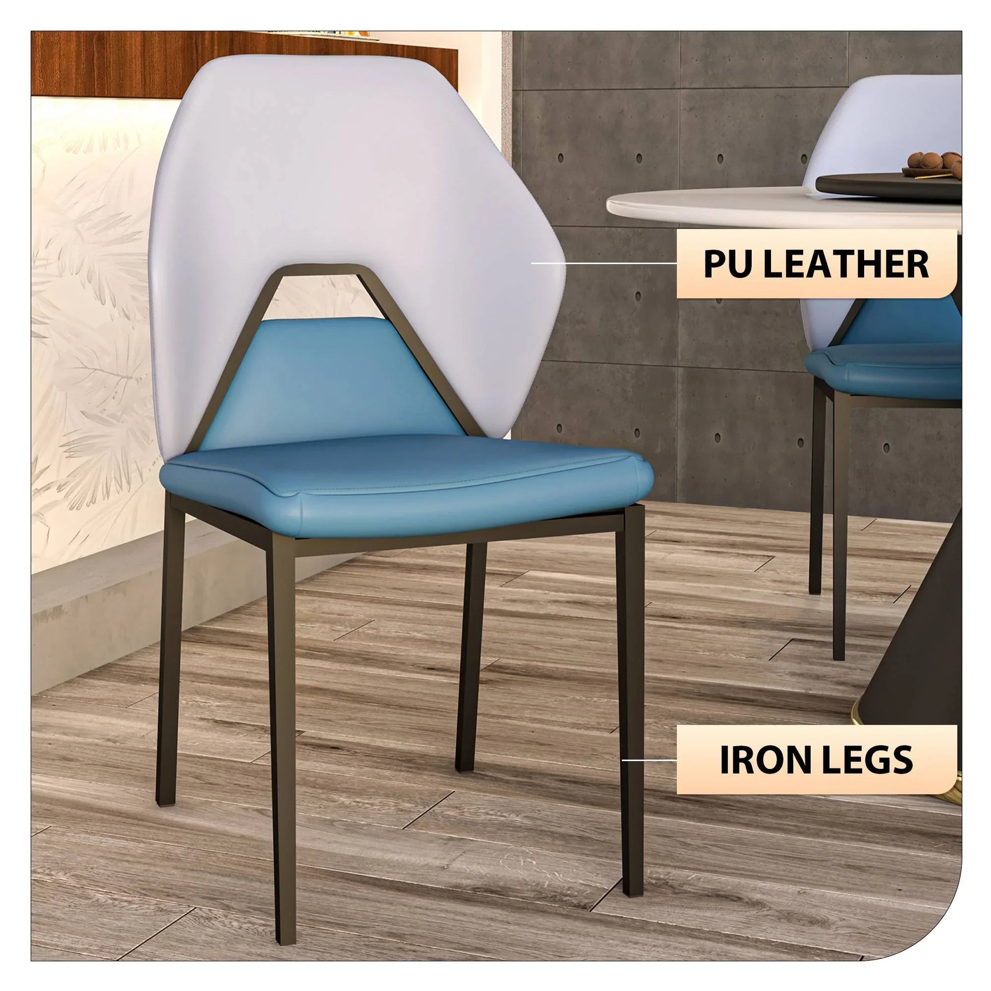 Eclat Collection Modern Upholstered Leather Dining Chair Set of 4 - Elax Furniture