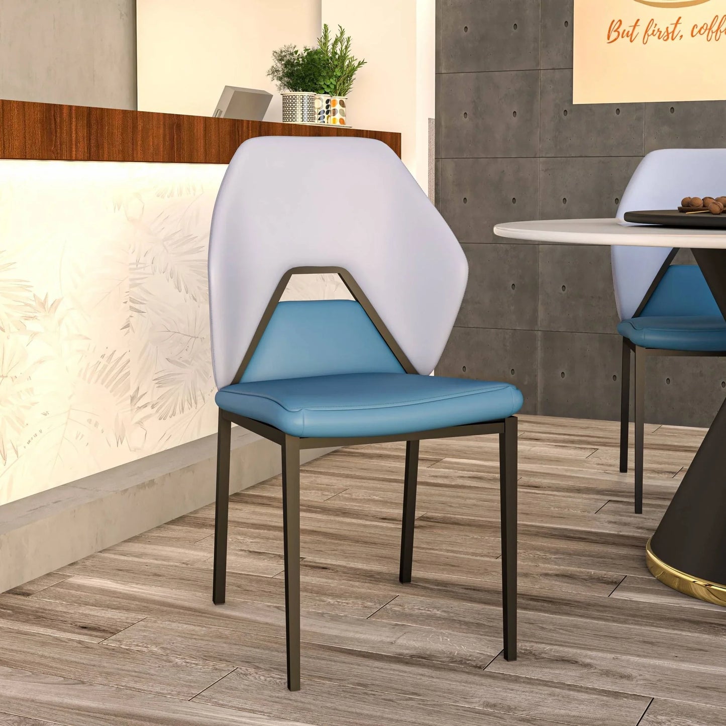 Eclat Collection Modern Upholstered Leather Dining Chair Set of 4 - Elax Furniture