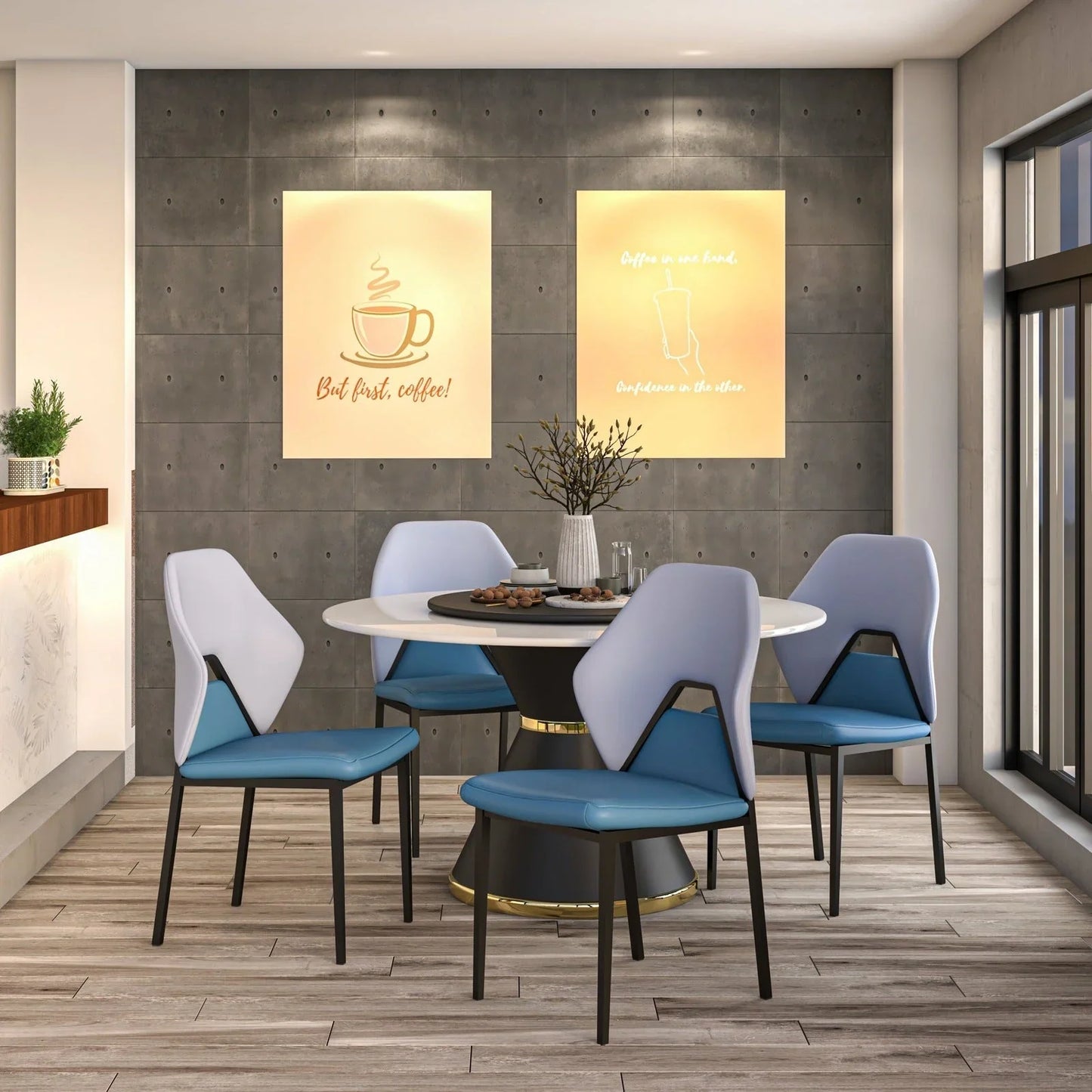 ECLAT Dining Chair with Upholstered Leather Seat and Back in Black Iron - Elax Furniture