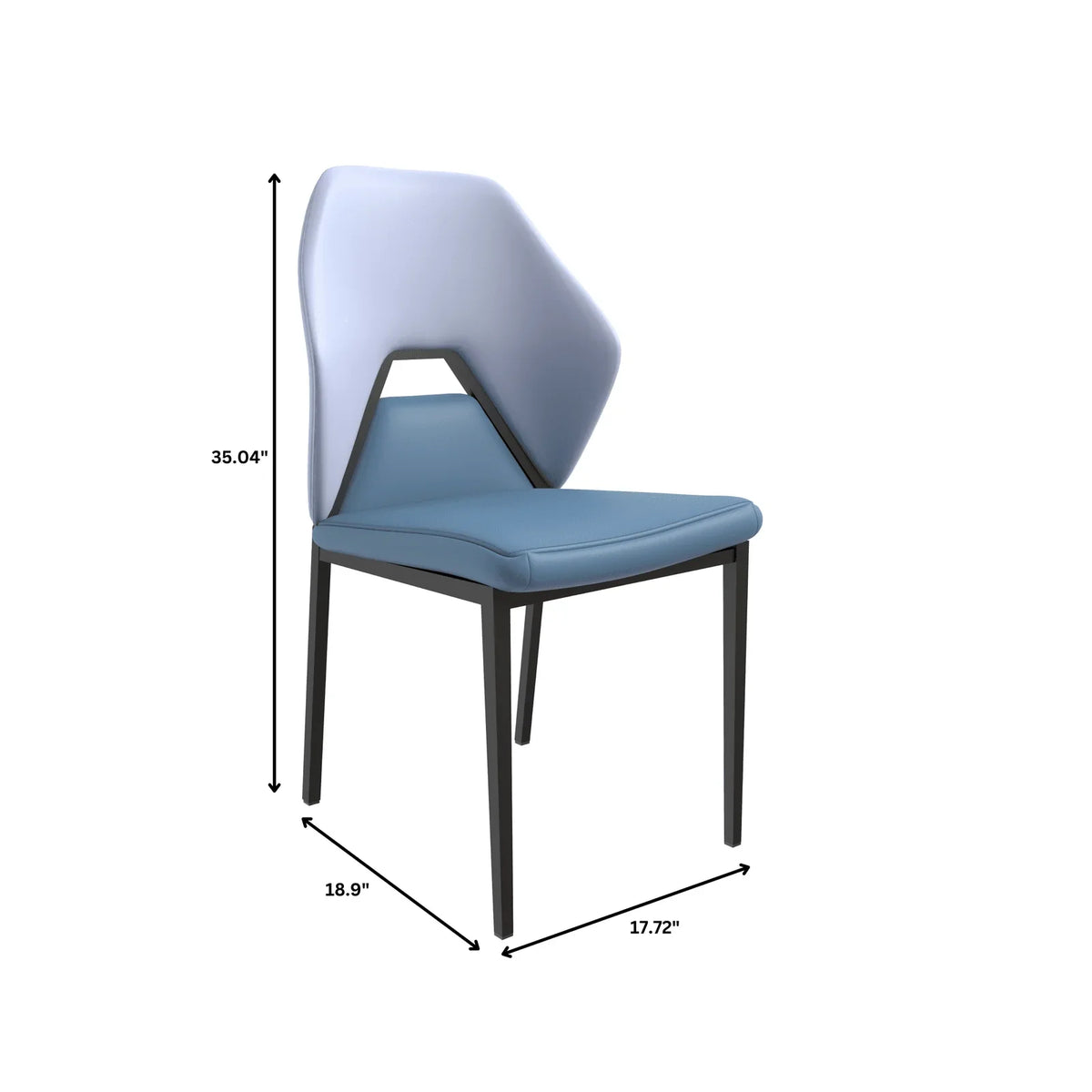 ECLAT Dining Chair with Upholstered Leather Seat and Back in Black Iron - Elax Furniture